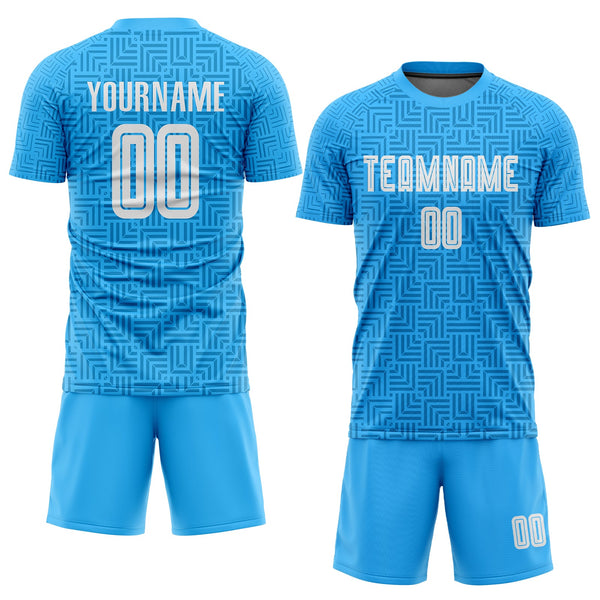 Custom Soccer Jersey - Light Blue White Home Sublimation Uniform