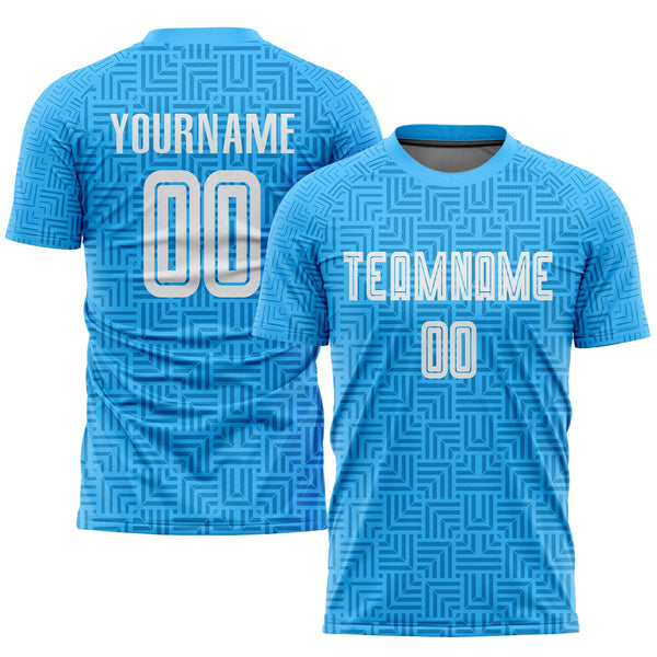 Custom Soccer Jersey - Light Blue White Home Sublimation Uniform