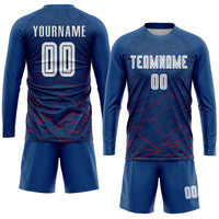 Custom Soccer Jersey - Royal White-Red Away Sublimation Uniform