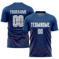 Custom Soccer Jersey - Royal White-Red Away Sublimation Uniform