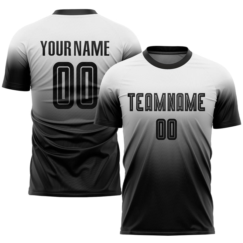Custom Soccer Jersey - White Black Sublimation Fade Fashion Uniform