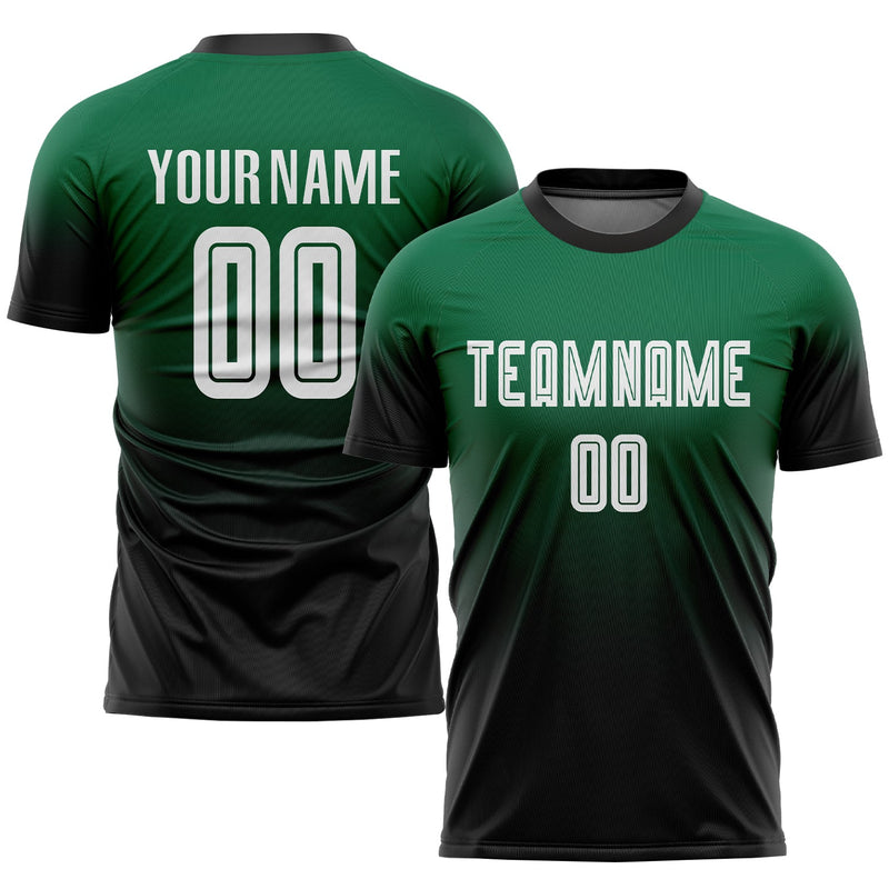 Custom Soccer Jersey - Kelly Green White-Black Sublimation Fade Fashion Uniform