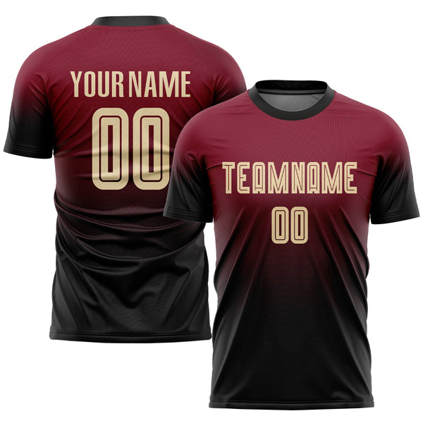 Custom Soccer Jersey - Crimson Cream-Black Sublimation Fade Fashion Uniform
