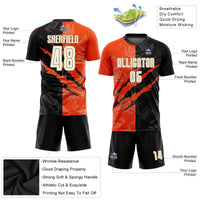 Custom Soccer Jersey - Graffiti Pattern White Black Orange-Old Gold Scratch Sublimation Uniform