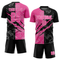 Custom Soccer Jersey - Graffiti Pattern Pink Black-White Scratch Sublimation Uniform