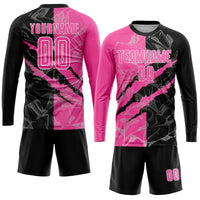 Custom Soccer Jersey - Graffiti Pattern Pink Black-White Scratch Sublimation Uniform
