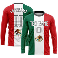 Custom Soccer Jersey - Kelly Green White Red-Black Sublimation Mexican Flag Uniform