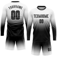 Custom Soccer Jersey - White Black Sublimation Long Sleeve Fade Fashion Uniform