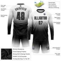 Custom Soccer Jersey - White Black Sublimation Long Sleeve Fade Fashion Uniform