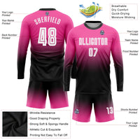 Custom Soccer Jersey - Pink White-Black Sublimation Long Sleeve Fade Fashion Uniform