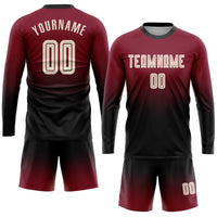 Custom Soccer Jersey - Crimson Cream-Black Sublimation Long Sleeve Fade Fashion Uniform