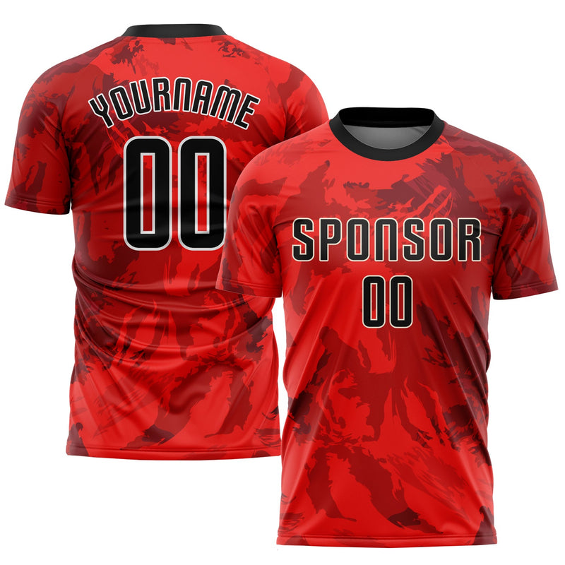 Custom Soccer Jersey - Red Black-White Sublimation Uniform