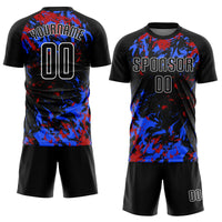 Custom Soccer Jersey - Black Black Royal-Red Sublimation Uniform
