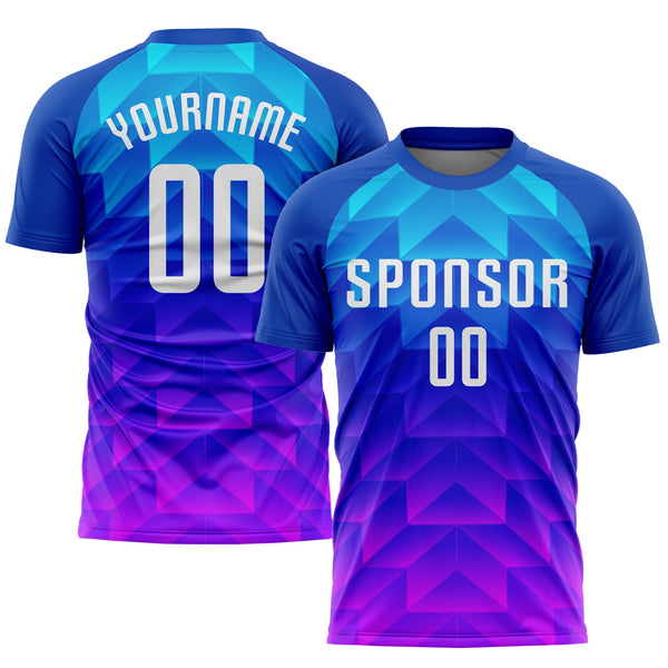 Custom Soccer Jersey - Royal White Light Blue-Hot Pink Sublimation Uniform