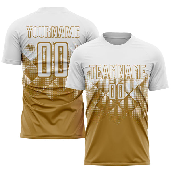 Custom Soccer Jersey - Old Gold White Sublimation Uniform
