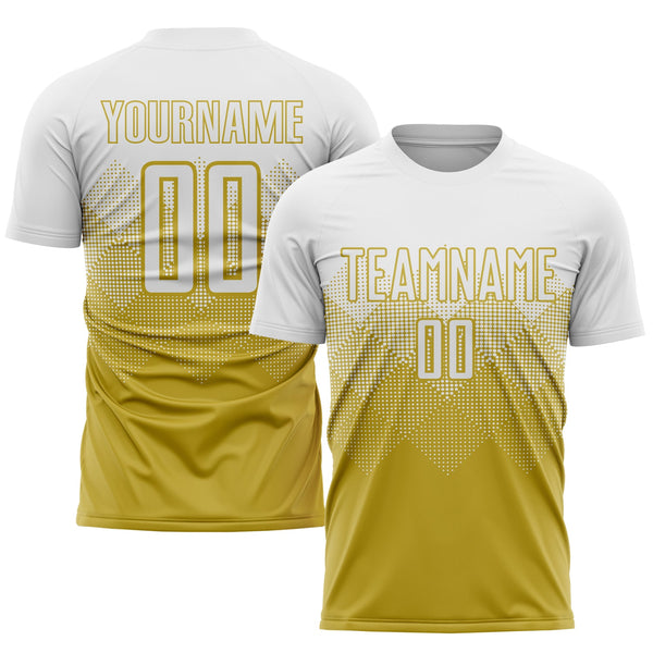 Custom Soccer Jersey - Old Gold White Sublimation Uniform