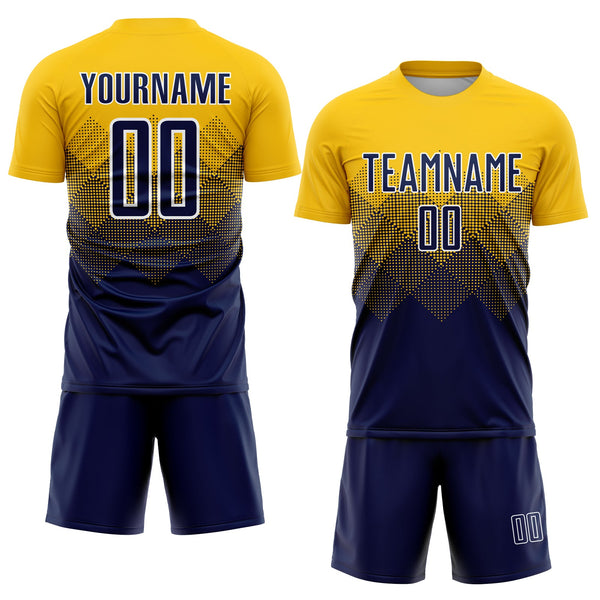 Custom Soccer Jersey - Gold Navy-White Sublimation Uniform