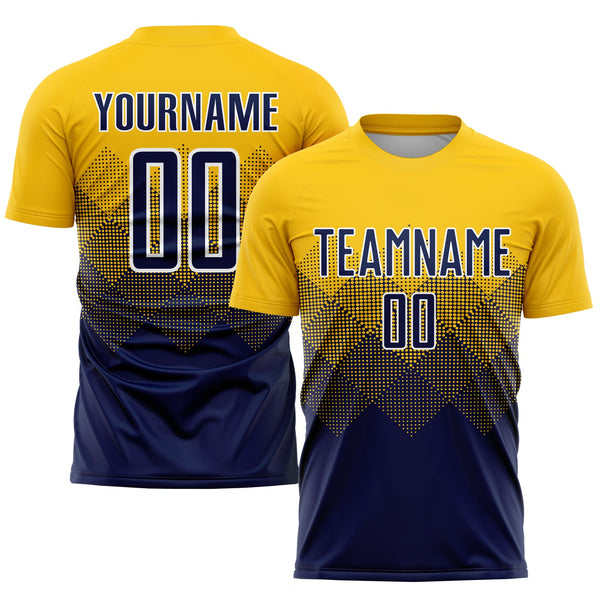 Custom Soccer Jersey - Gold Navy-White Sublimation Uniform