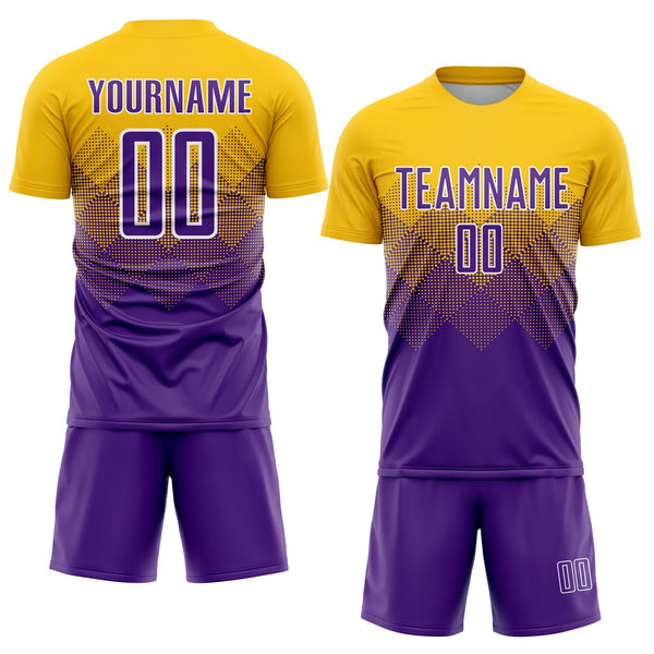 Custom Soccer Jersey - Gold Purple-White Sublimation Uniform