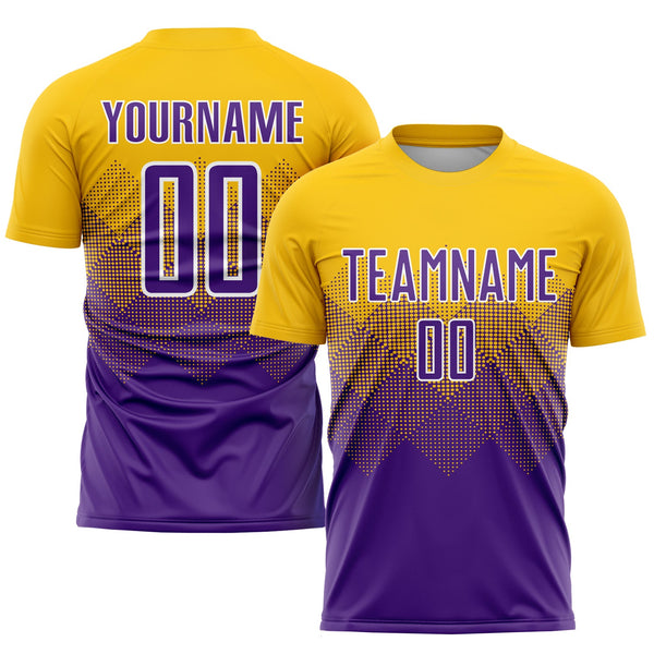Custom Soccer Jersey - Gold Purple-White Sublimation Uniform