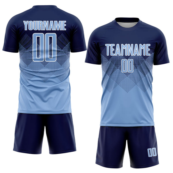 Custom Soccer Jersey - Navy Light Blue-White Sublimation Uniform