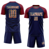 Custom Soccer Jersey - Crimson Vintage USA Flag Navy-Cream Sublimation Uniform
