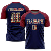 Custom Soccer Jersey - Crimson Vintage USA Flag Navy-Cream Sublimation Uniform