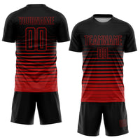 Custom Soccer Jersey - Black Red Pinstripe Fade Fashion Sublimation Uniform
