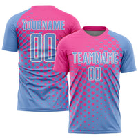Custom Soccer Jersey - Light Blue Pink-White Sublimation Uniform