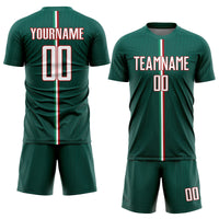 Custom Soccer Jersey - Green White-Red Sublimation Mexico Uniform