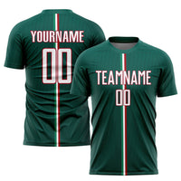 Custom Soccer Jersey - Green White-Red Sublimation Mexico Uniform