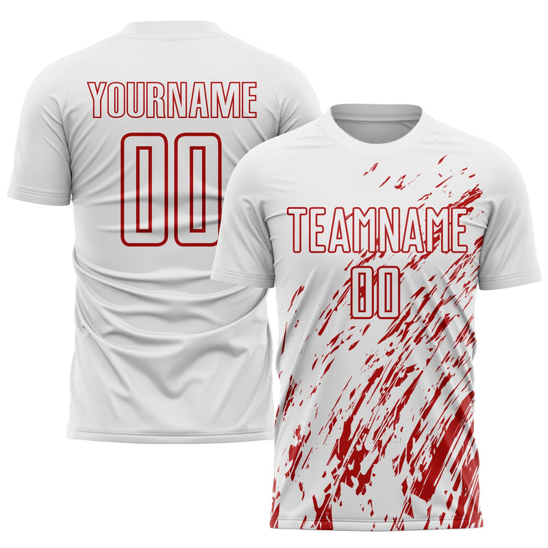 Custom Soccer Jersey - White Red Sublimation Uniform
