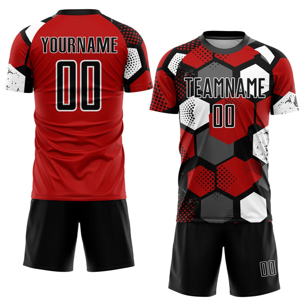 Custom Soccer Jersey - Red Black-White Sublimation Uniform