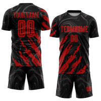 Custom Soccer Jersey - Black Red Sublimation Uniform