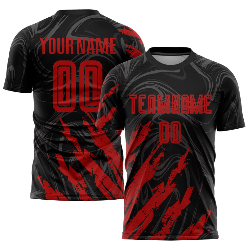 Custom Soccer Jersey - Black Red Sublimation Uniform