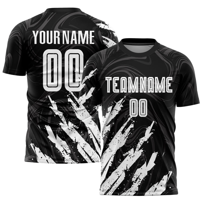 Custom Soccer Jersey - Black White Sublimation Uniform