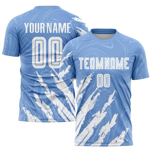 Custom Soccer Jersey - Light Blue White Sublimation Uniform