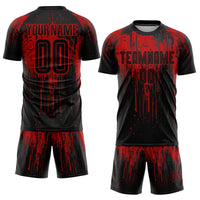 Custom Soccer Jersey - Red Black Sublimation Uniform
