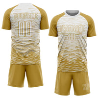 Custom Soccer Jersey - Old Gold White Sublimation Uniform