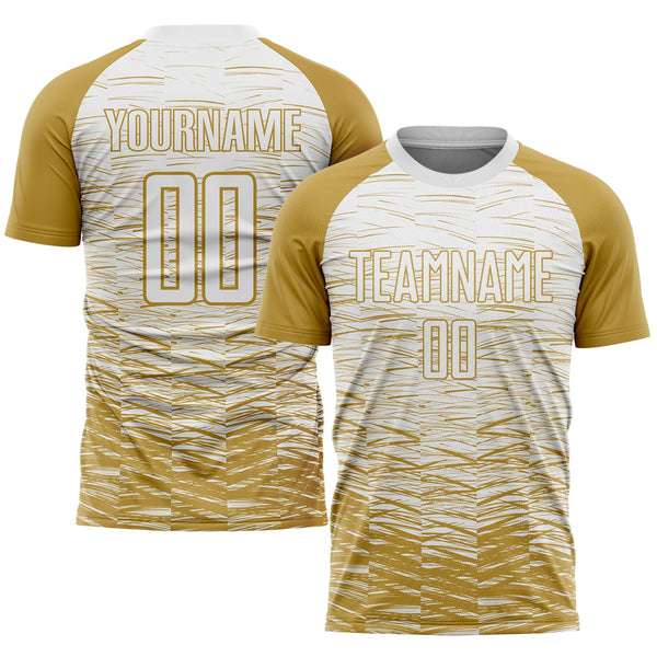 Custom Soccer Jersey - Old Gold White Sublimation Uniform