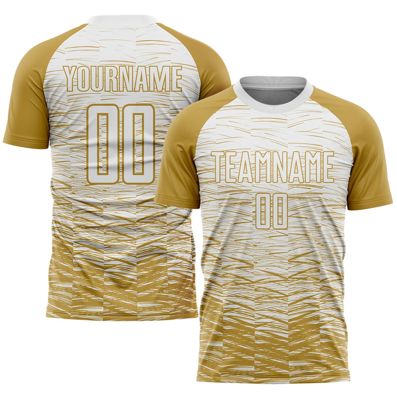Custom Soccer Jersey - Old Gold White Sublimation Uniform