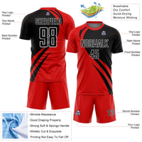 Custom Soccer Jersey - Red Black-White Curve Lines Sublimation Uniform