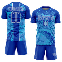 Custom Soccer Jersey - Thunder Blue Sky Blue-White Abstract Fluid Sublimation Uniform