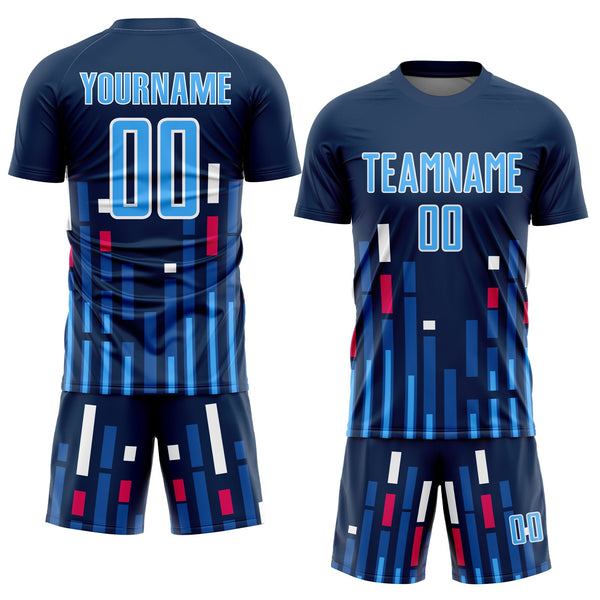 Custom Soccer Jersey - US Navy Blue Sky Blue-White Lines Sublimation Uniform