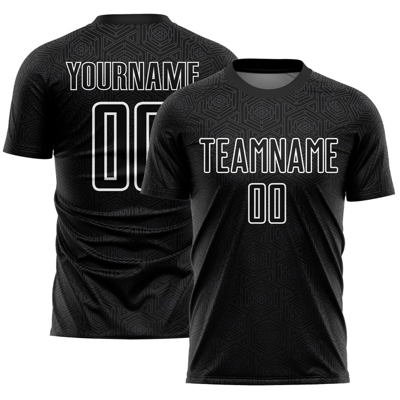 Custom Soccer Jersey - Black White Geometric Shapes Sublimation Uniform