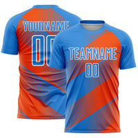 Custom Soccer Jersey - Powder Blue Orange-White Line Sublimation Uniform