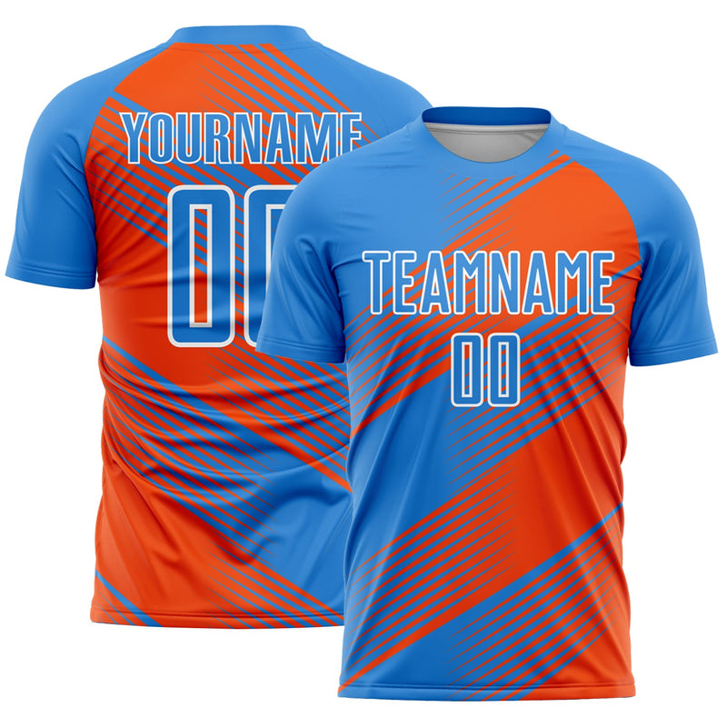 Custom Soccer Jersey - Powder Blue Orange-White Line Sublimation Uniform