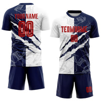 Custom Soccer Jersey - Graffiti Pattern Red-Navy Scratch Sublimation Uniform
