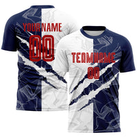 Custom Soccer Jersey - Graffiti Pattern Red-Navy Scratch Sublimation Uniform