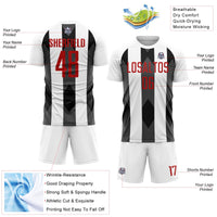 Custom Soccer Jersey - White Red-Black Line Sublimation Uniform